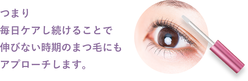 つまり毎日ケアし続けることで伸びない時期のまつ毛にもアプローチ