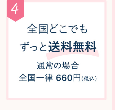 4 全国どこでもずっと送料無料 通常の場合全国一律 600円(税抜)