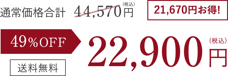 49% OFF 22,900円 21,670円お得！