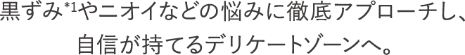 黒ずみ*1やニオイなどの悩みに徹底アプローチし、自信が持てるデリケートゾーンへ。