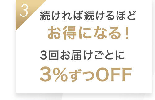 3 続ければ続けるほどお得になる！3回お届けごとに3％ずつOFF