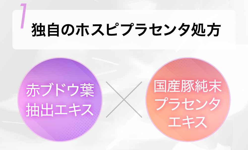 1 独自のホスピプラセンタ処方 赤ブドウ葉 抽出エキス 国産豚純末 プラセンタ エキス