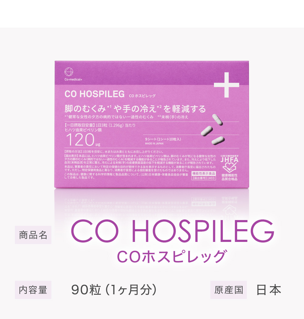 商品名 COホスピレッグ 内容量 60粒（1ヶ月分）原産国 日本