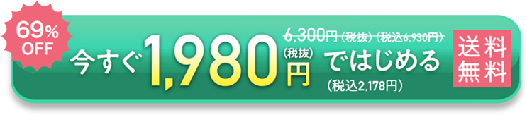 69％OFF　今すぐ1,980円(税抜)(税込2,178円)ではじめる(税込6,930円)6,300円(税抜)送料無料