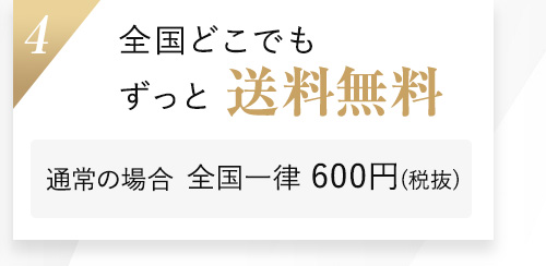 4.全国どこでもずっと送料無料 通常の場合全国一律 600円(税抜)