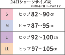 ReChalme 24hショーツ サイズ表