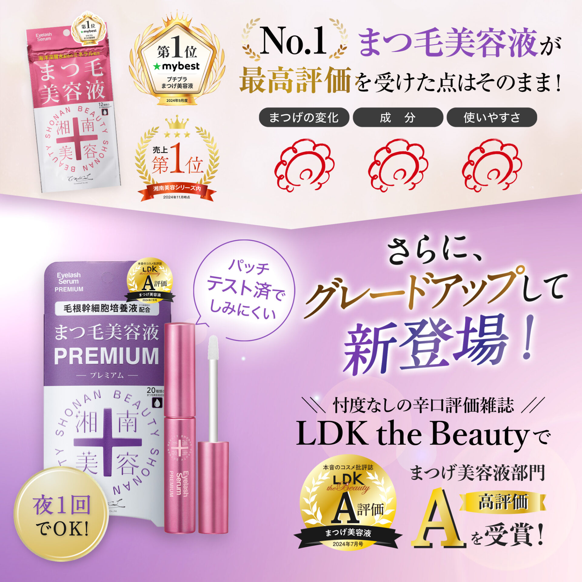湘南美容まつ毛美容液プレミアム【LDK the beauty / mybest 1位受賞 