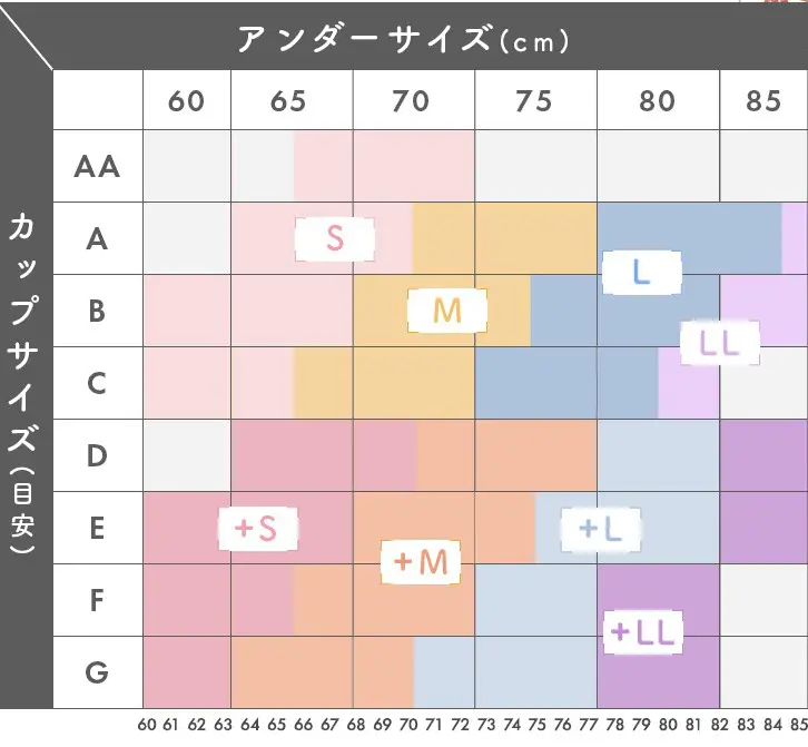 ブラキャミ サイズ表